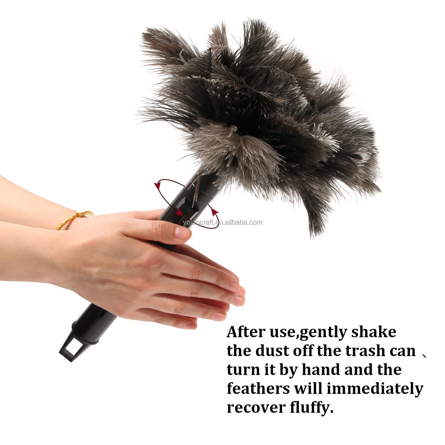 Retractable ostrich feather duster