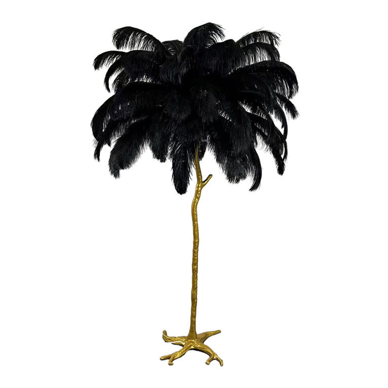 Gatsby Art Deco Style Floor Lamp with Ostrich Feather Shade