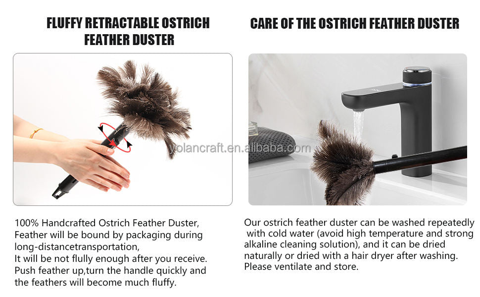 Retractable ostrich feather duster