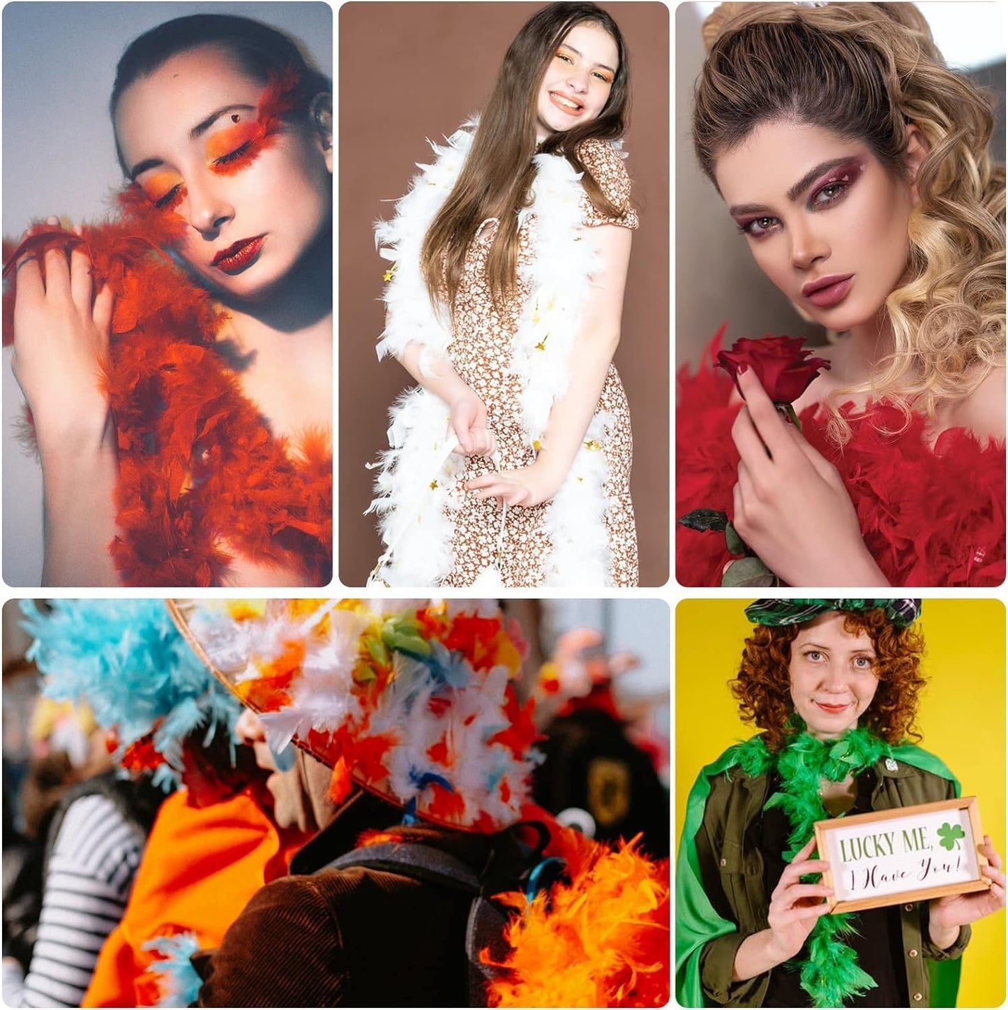 4-layer ostrich feather scarf