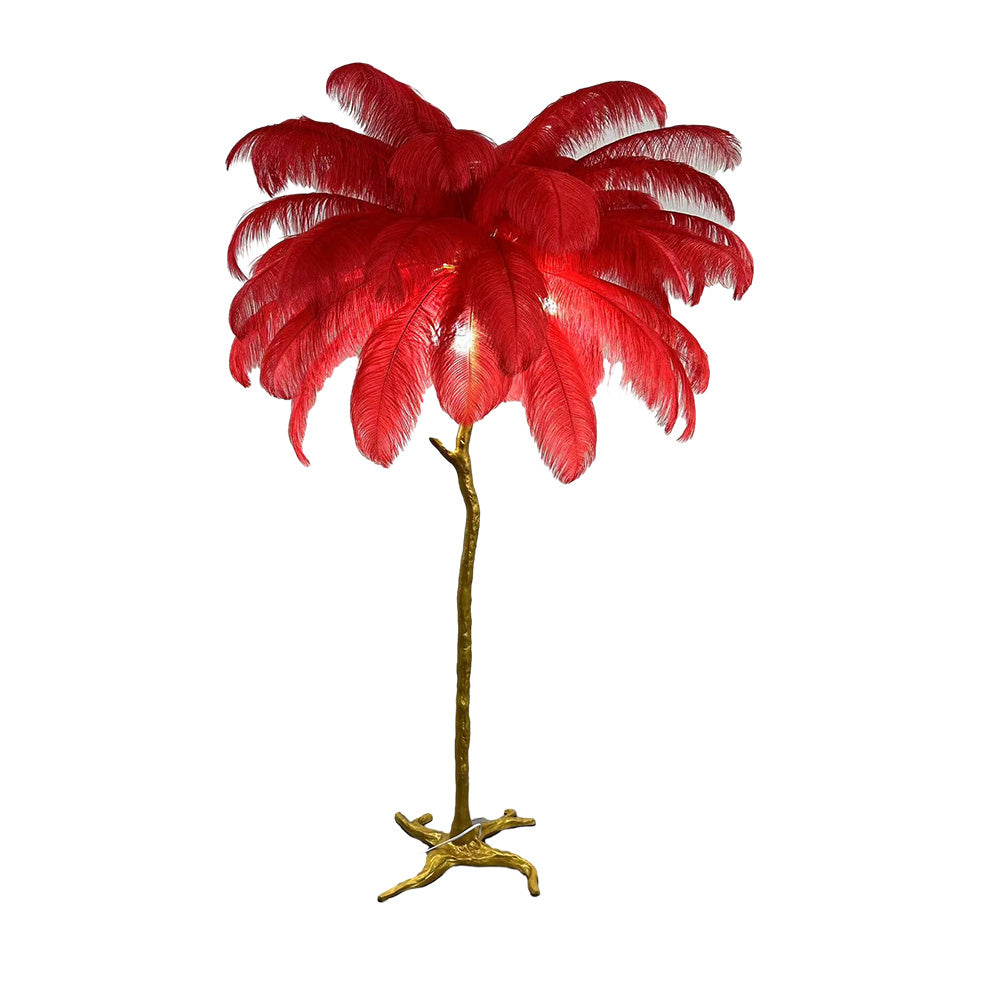 Gatsby Art Deco Style Floor Lamp with Ostrich Feather Shade