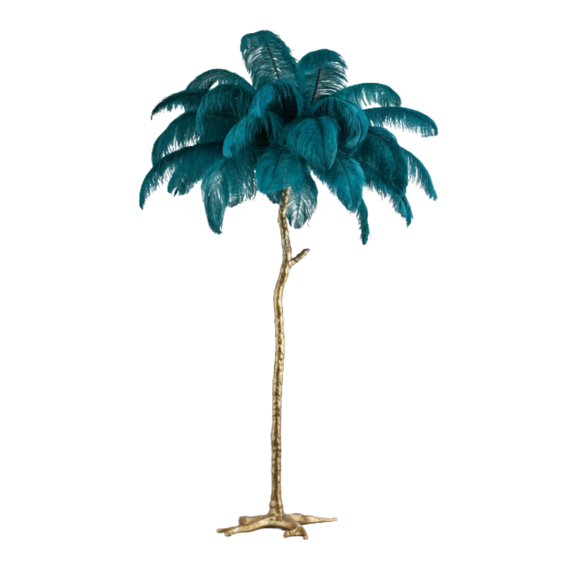 Gatsby Art Deco Style Floor Lamp with Ostrich Feather Shade