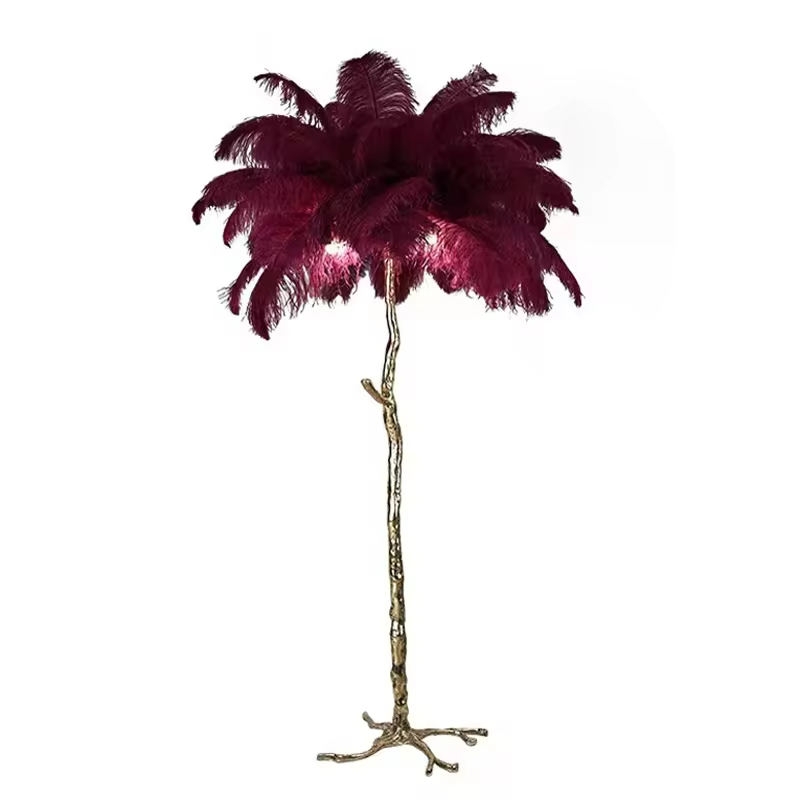 Gatsby Art Deco Style Floor Lamp with Ostrich Feather Shade