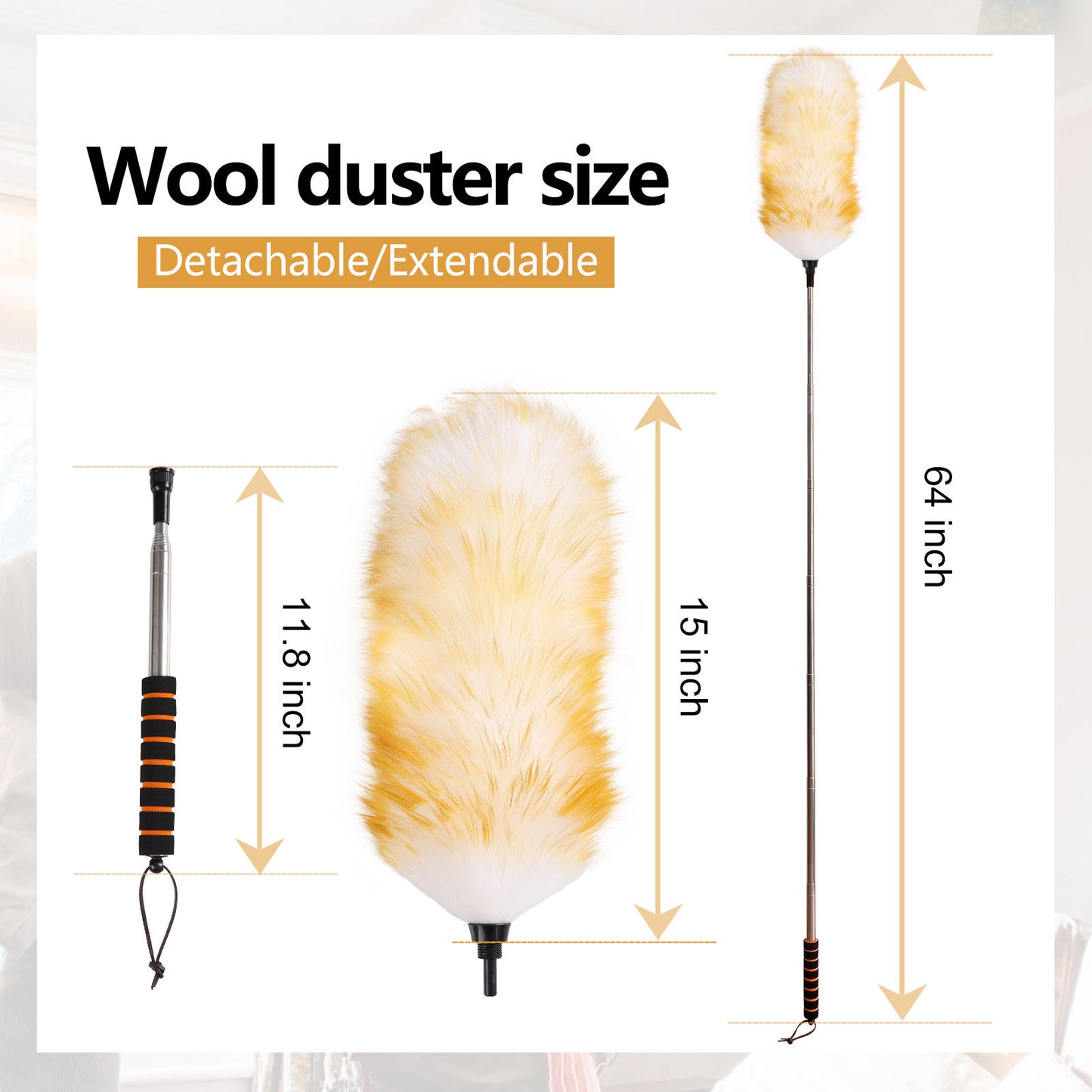 Wool duster, washable, retractable