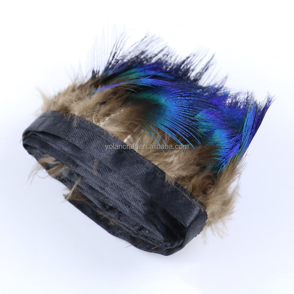 Natural blue peacock body feather tassel feather decoration