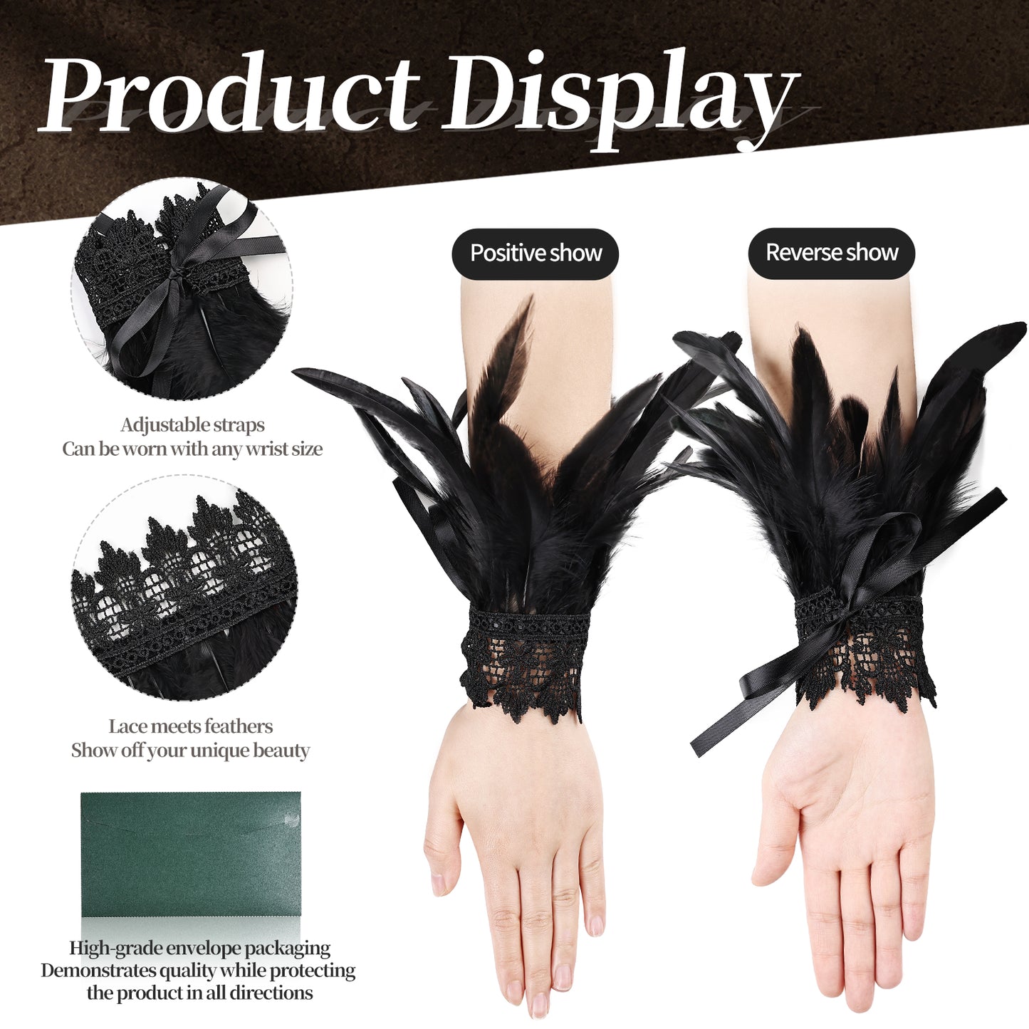 Gothic Feather Glove Sleeves