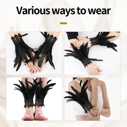 Gothic Feather Glove Sleeves