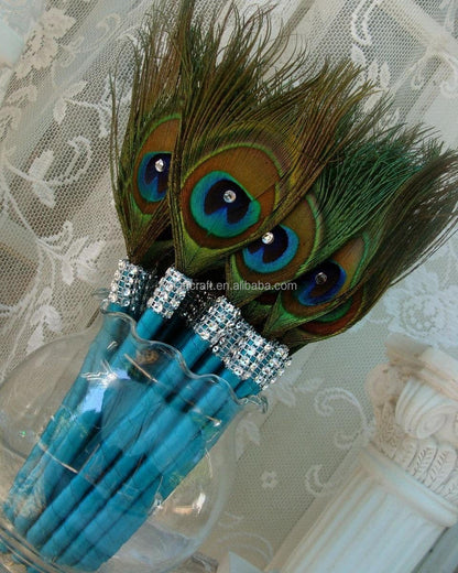 Natural blue peacock body feather tassel feather decoration