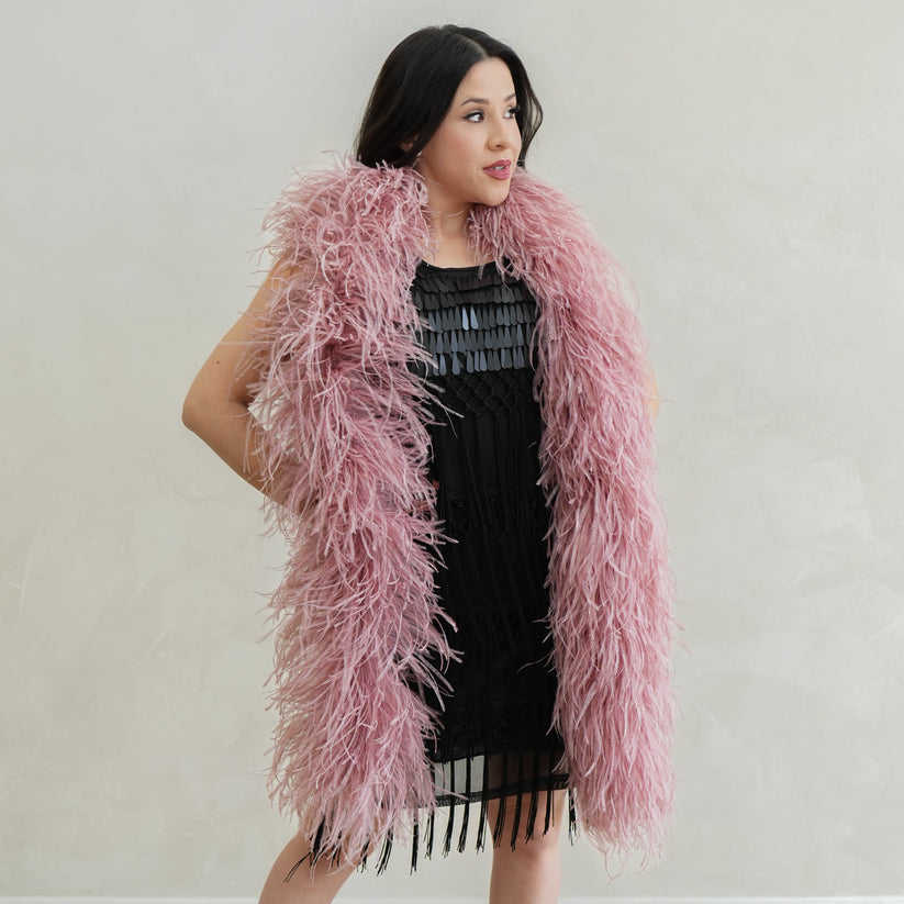 6-layer ostrich feather scarf