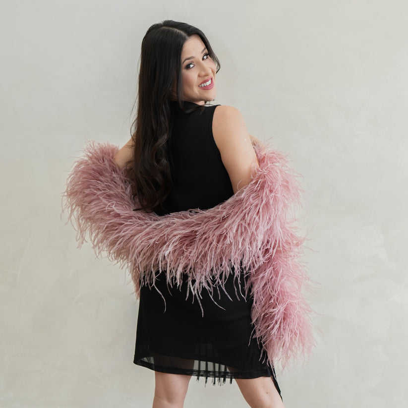 6-layer ostrich feather scarf