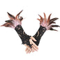 Gothic Feather Lace Gloves 6-8inch