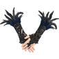 Gothic Feather Lace Gloves 6-8inch