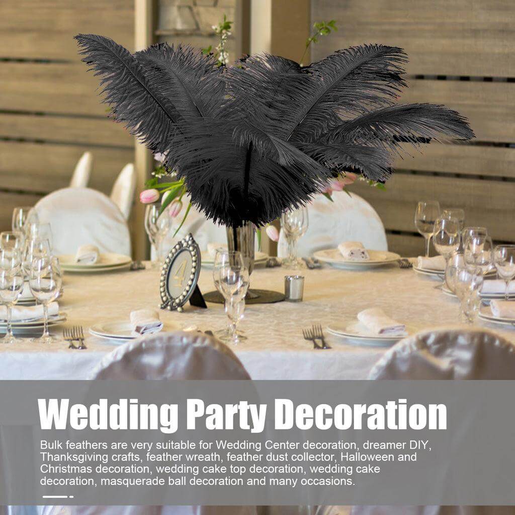 50 Gold & 50 Black Ostrich feathers for wedding centerpiece